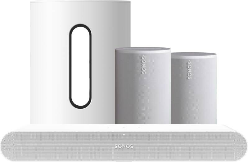 Sonos Ray Wit + 2x Era 100 Wit + Sub Mini Wit