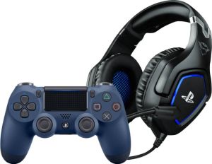 Sony Dualshock 4 Controller Midnight Blue + Trust GXT 488 FORZE Gaming Headset
