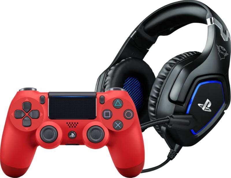 Sony Dualshock 4 Controller Rood + Trust GXT 488 FORZE Gaming Headset