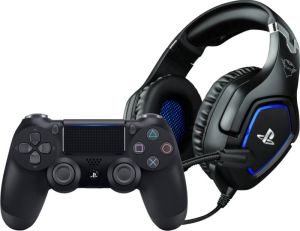Sony Dualshock 4 Controller Zwart + Trust GXT 488 FORZE Gaming Headset