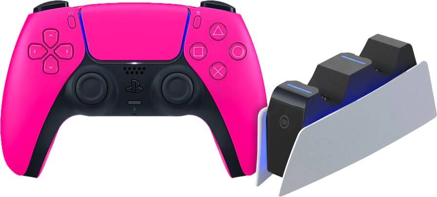 Sony PlayStation 5 DualSense Draadloze Controller Nova Pink + BlueBuilt oplaadstation
