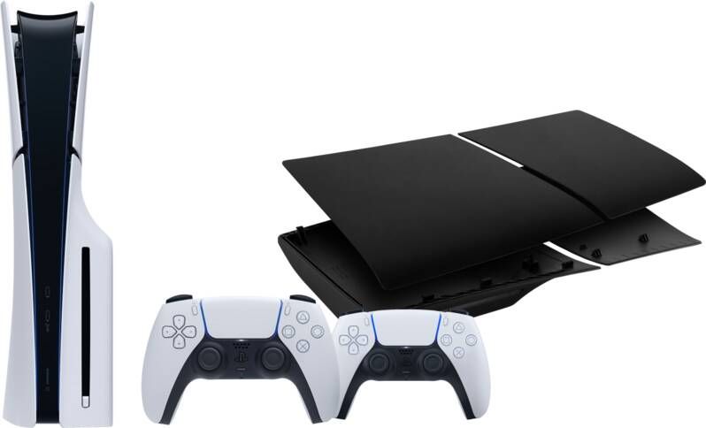 Sony PlayStation 5 Slim Disc Edition + Covers Zwart + Extra Controller Wit