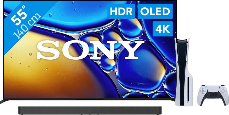 Sony 55" Bravia 8 II 4K QD-OLED + Bravia Theatre Bar 8 Zwart + PlayStation 5