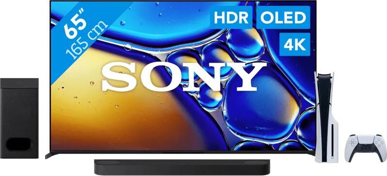 Sony 65" Bravia 8 II 4K QD-OLED + Bravia Theatre Bar 6 Zwart + PlayStation 5