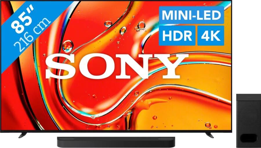 Sony 85" Bravia 7 4K QLED XR Mini-led (2024) + Bravia Theatre Bar 6 Zwart