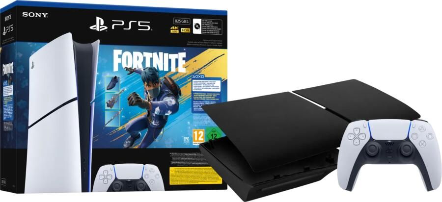Sony PlayStation 5 Slim Digital Edition Fortnite bundel + Covers Zwart + Extra Controller Wit