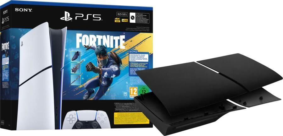 Sony PlayStation 5 Slim Digital Edition Fortnite bundel + Covers Zwart