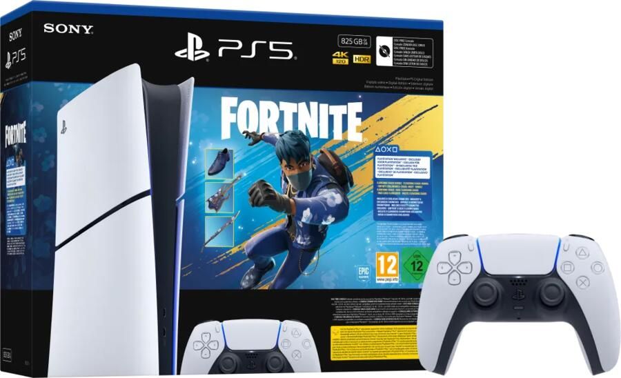 Sony PlayStation 5 Slim Digital Edition Fortnite bundel + Extra Controller Wit