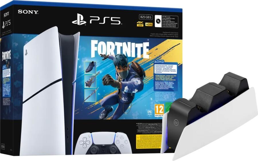 Sony PlayStation 5 Slim Digital Edition Fortnite bundel + Oplaadstation