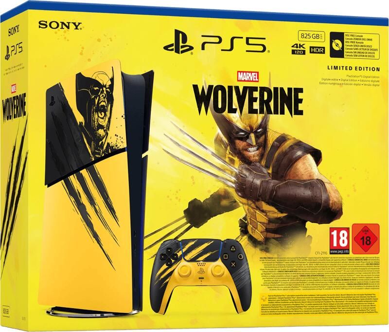 Sony PlayStation 5 Slim Digital Edition + Wolverine Battle Yellow Limited Edition