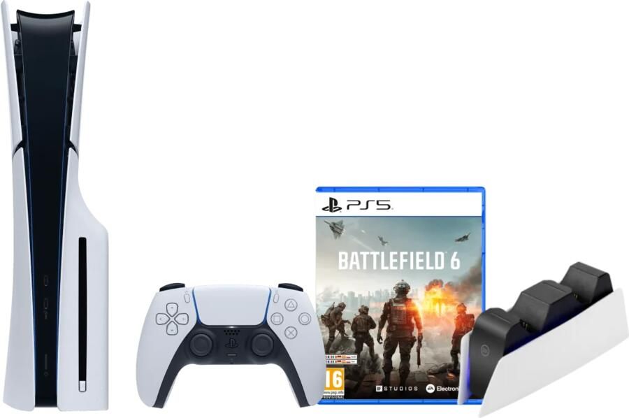Sony PlayStation 5 Slim Disc Edition + Battlefield 6 + Oplaadstation