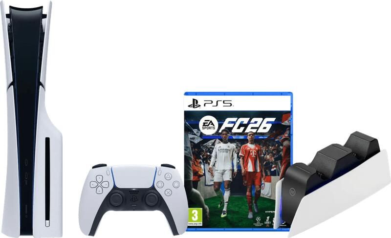 Sony PlayStation 5 Slim Disc Edition + FC 26 + Oplaadstation