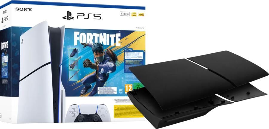 Sony PlayStation 5 Slim Disc Edition Fortnite bundel + Covers Zwart