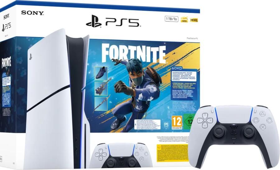 Sony PlayStation 5 Slim Disc Edition Fortnite bundel + Extra Controller Wit