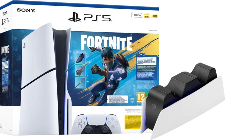 Sony PlayStation 5 Slim Disc Edition Fortnite bundel + Oplaadstation