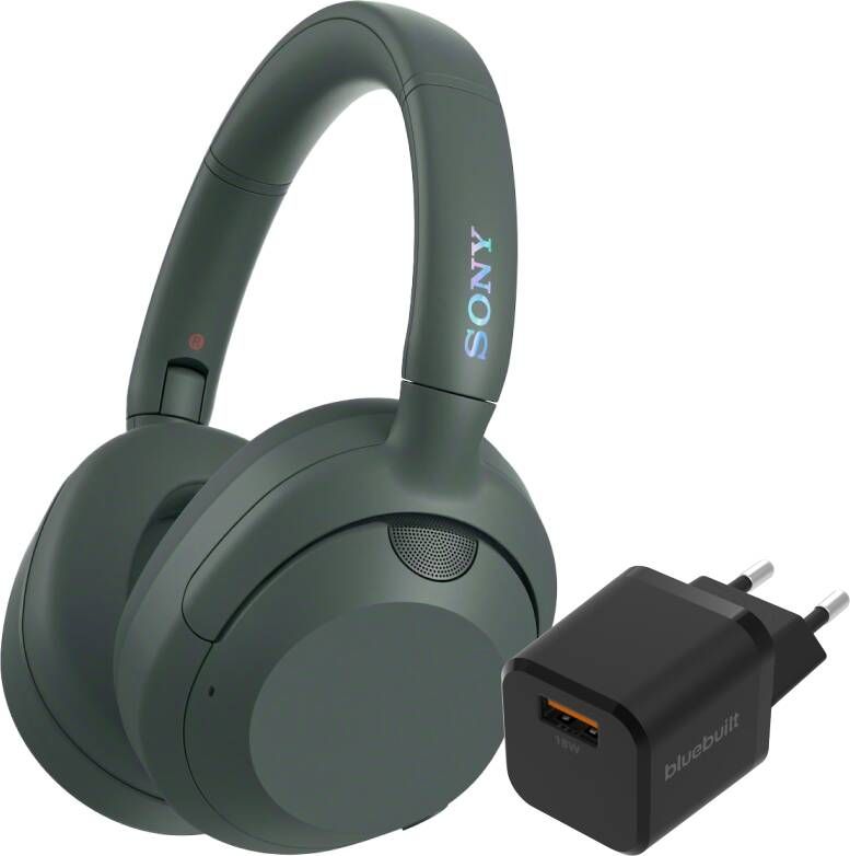 Sony ULT Wear Groen + BlueBuilt Quick Charge Oplader met Usb A Poort 18W Zwart