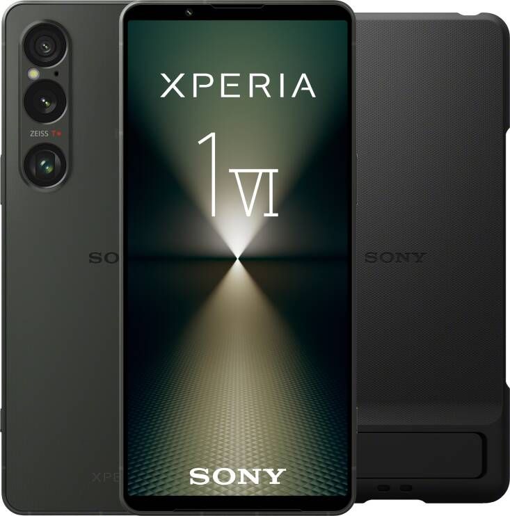 Sony Xperia 1 VI 256GB Groen 5G + Back Cover Zwart met Standaard