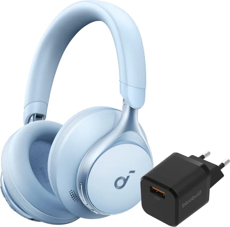 Soundcore Space One Blauw + BlueBuilt Quick Charge Oplader met Usb A Poort 18W Zwart