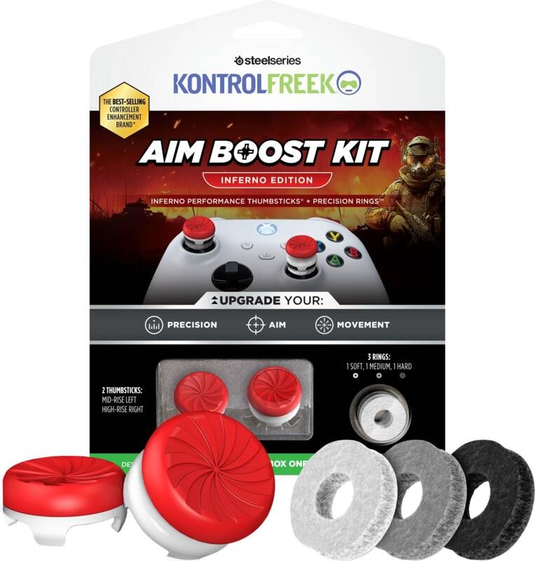 SteelSeries KontrolFreek Inferno AimBoost Thumbsticks + Precision Rings Rood Wit Xbox