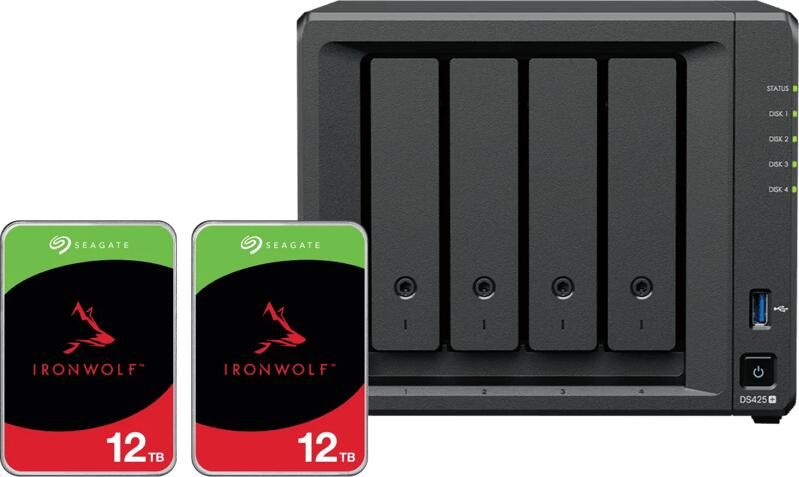 Synology DS425+ + Seagate Ironwolf 12TB Duo Pack