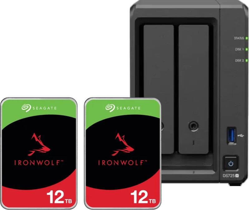 Synology DS725+ + Seagate Ironwolf 12TB Duo Pack