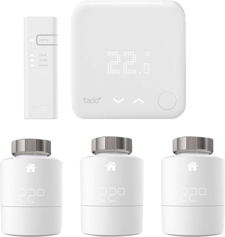 Tado Slimme Thermostaat V3+ startpakket + 3 radiatorknoppen