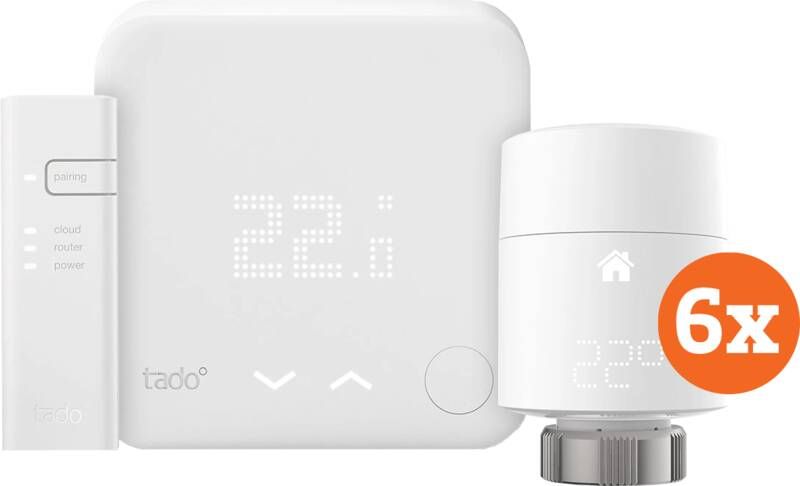 Tado Slimme Thermostaat V3+ startpakket + 6 radiatorknoppen