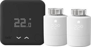 Tado Slimme Thermostaat V3+ Zwart Draadloos Startpakket + 2 radiatorknoppen