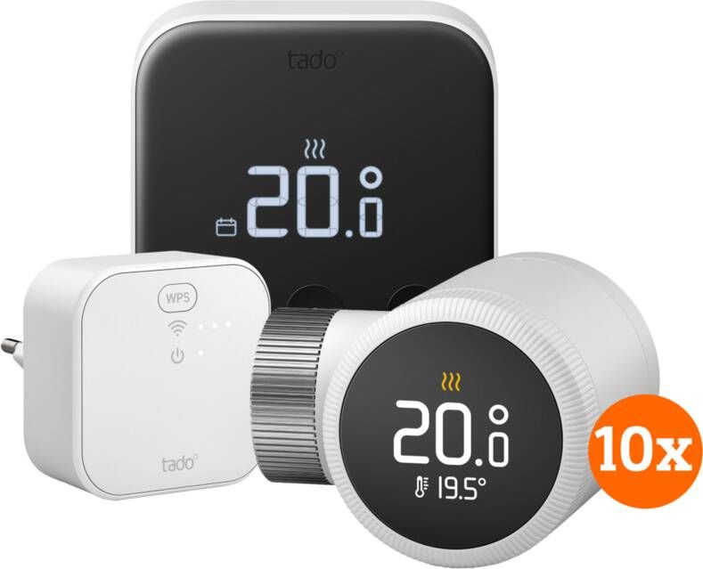 Tado Slimme Thermostaat X Startpakket + 10 radiatorknoppen