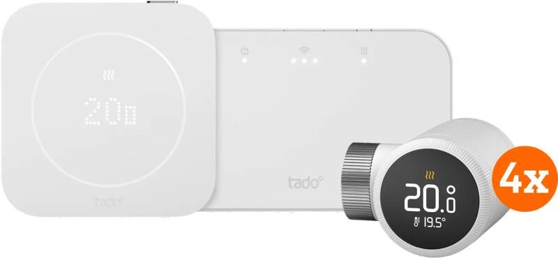 Tado Draadloze Slimme ThermostaatX Multi Room Startpakket 2e Generatie (4 Radiatorknoppen)