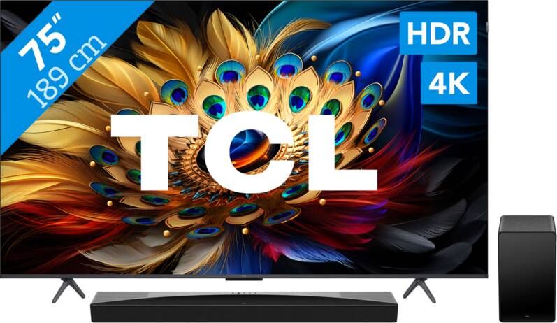 TCL QLED 75C61B (2024) + soundbar