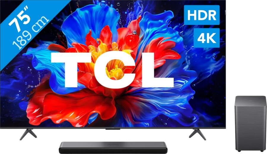 TCL 75" QLED P81K 4K (2025) + S55H 2.1 Soundbar