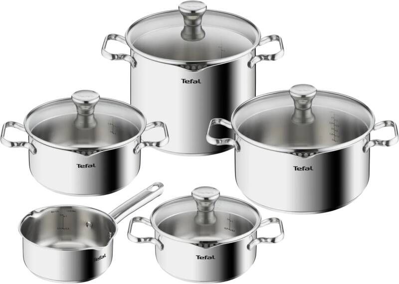 Tefal Duetto 5-delige kookset Steelpan Ø 16 cm kookpan 18 20 24 cm soeppan 22 cm