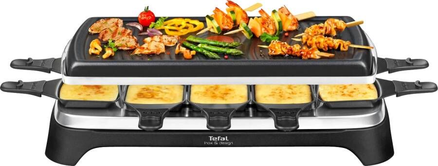 Tefal Raclette RE4588 Ambiance voor maximaal 10 personen inclusief tafelgrill-functie grillplaat antiaanbak gecoat + geschikt voor de vaatwasser 2 meter lange afneembare kabel aan-uitschakelaar