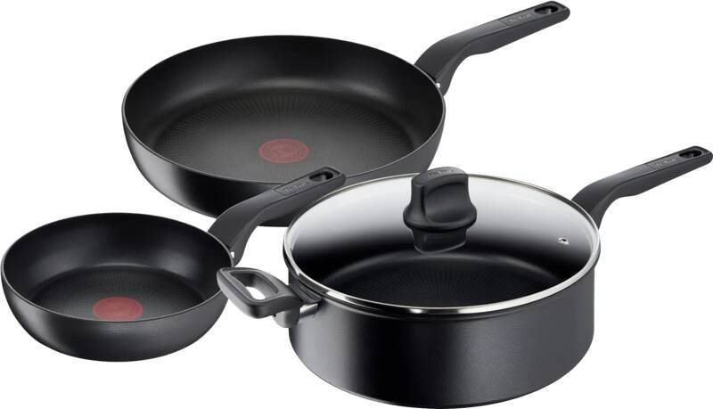 Tefal Hard Titanium Pro Koekenpannenset 24 + 28 cm + Hapjespan 28 cm