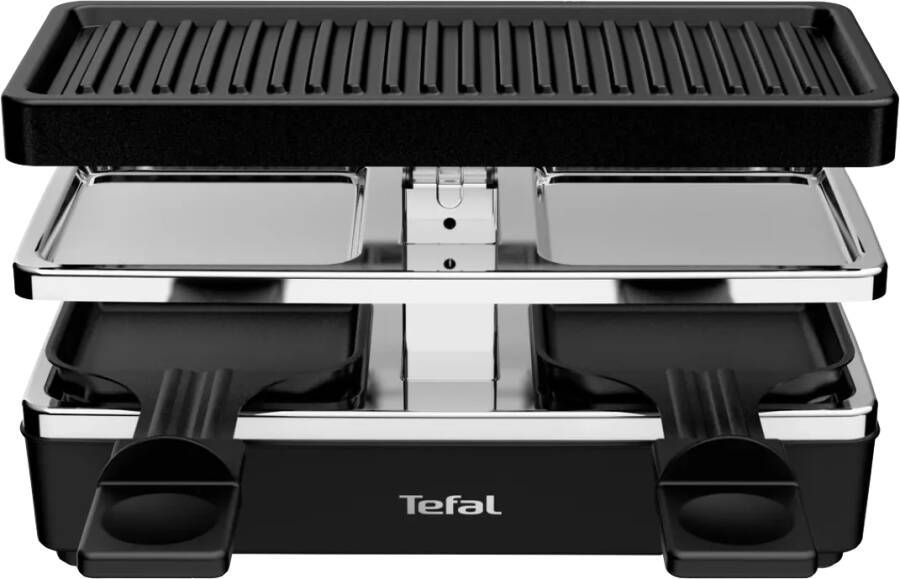 Tefal Raclette RE2308 Plug & Share 2 pannetje + grillplaat aan-uitschakelaar antiaanbaklaag uit te breiden tot 5 apparaten afneembare kabel gemakkelijk te reinigen compact