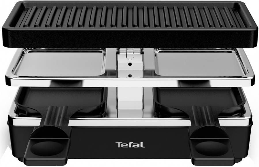 Tefal Raclette RE2308 Plug & Share 2 pannetje + grillplaat aan-uitschakelaar antiaanbaklaag uit te breiden tot 5 apparaten afneembare kabel gemakkelijk te reinigen compact
