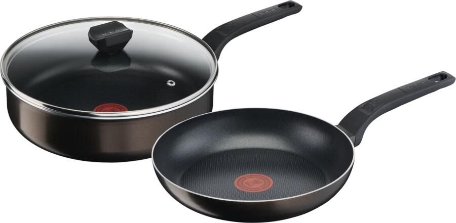 Tefal Easy Cook & Clean Koekenpan 24 cm + Hapjespan met deksel 26 cm