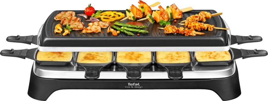 Tefal Raclette RE4588 Ambiance voor maximaal 10 personen inclusief tafelgrill-functie grillplaat antiaanbak gecoat + geschikt voor de vaatwasser 2 meter lange afneembare kabel aan-uitschakelaar