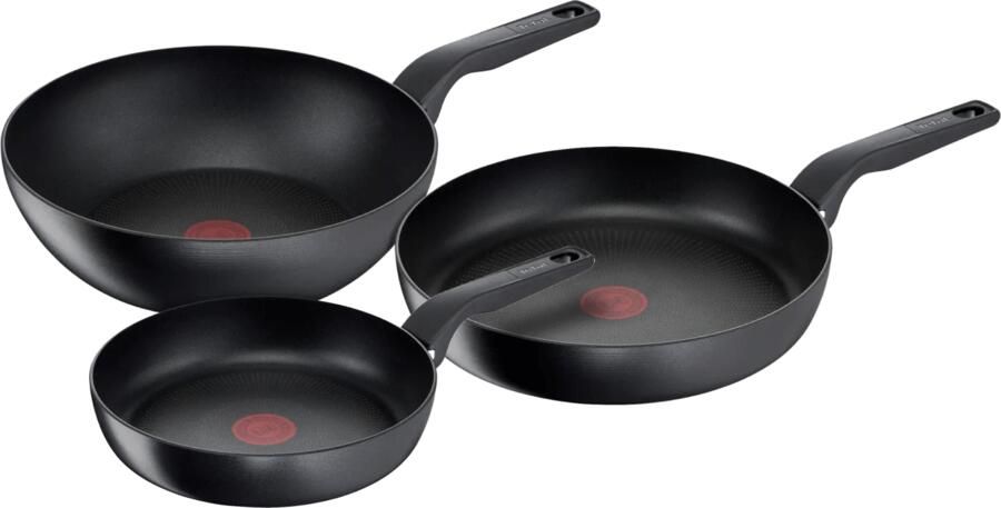 Tefal Hard Titanium Pro Koekenpannenset 24 + 28 cm + Wokpan