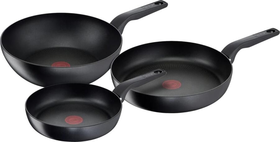 Tefal Hard Titanium Pro Koekenpannenset 24 + 28 cm + Wokpan