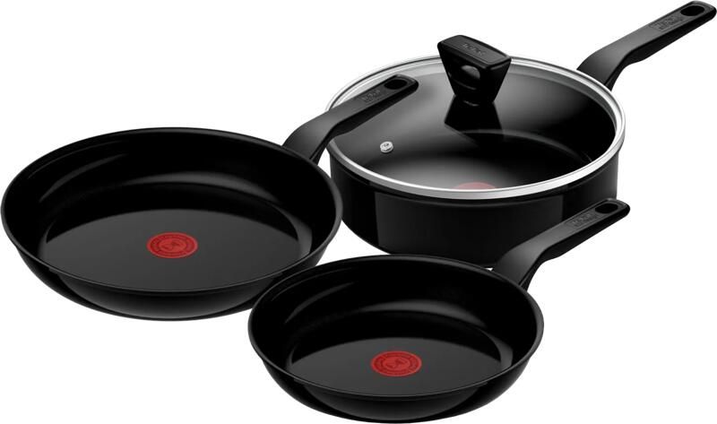 Tefal Renew Black Keramische Koekenpannenset 24 + 28 cm + hapjespan 24 cm + deksel