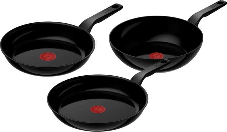 Tefal Renew Black Keramische Koekenpannenset 24 + 28 cm + Wokpan 28 cm