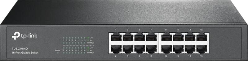 TP-Link TL-SG1016D 16-Port Switch Zwart