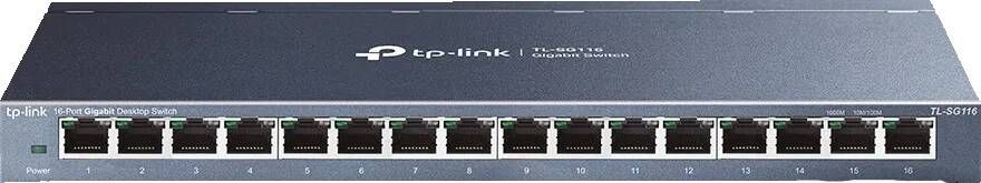 TP-Link TL-SG116 16-Port Gigabit Desktop Switch Zwart