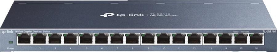 TP-Link TL-SG116 16-Port Gigabit Desktop Switch Zwart