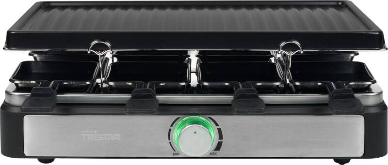 Tristar Gourmetstel RA-2726 Raclette 3-in-1 Gourmetset voor 8 personen Voor grillen bakken of gourmetten Zwart RVS