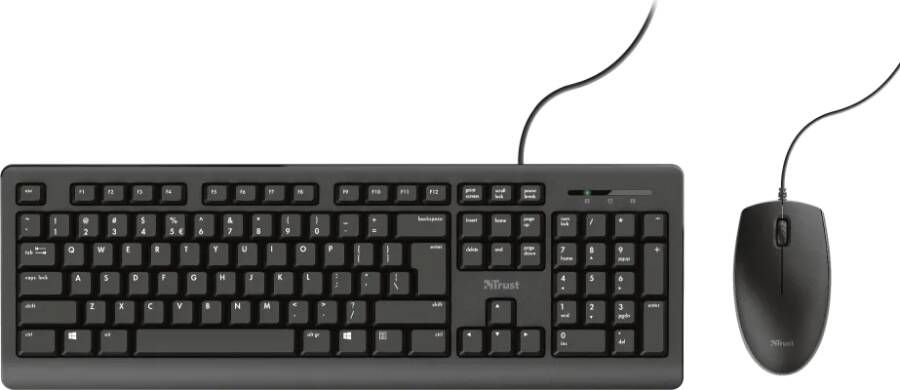 Trust Primo Bedraad toetsenbord en muisset Toetsenbord Zwart