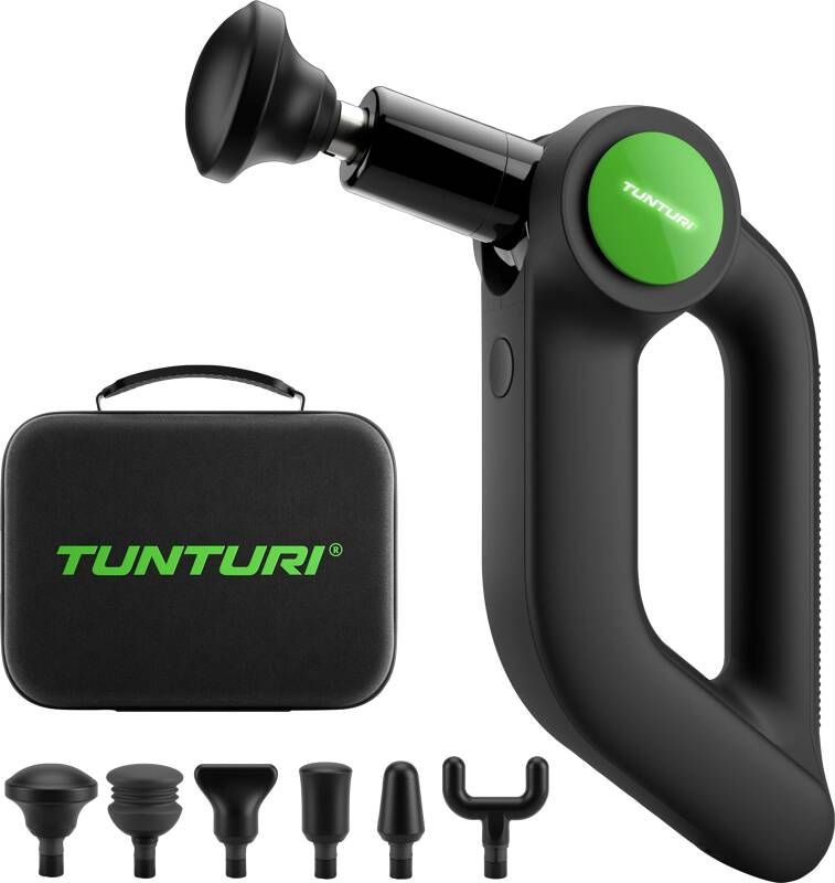 Tunturi MG70 Massage Gun Professioneel Massage Pistool Met Verstelbare Kop Massage Apparaat Met Multi Grip Inclusief 6 Opzetstukken En Koffer Extra Krachtig en Stil Incl Gratis App