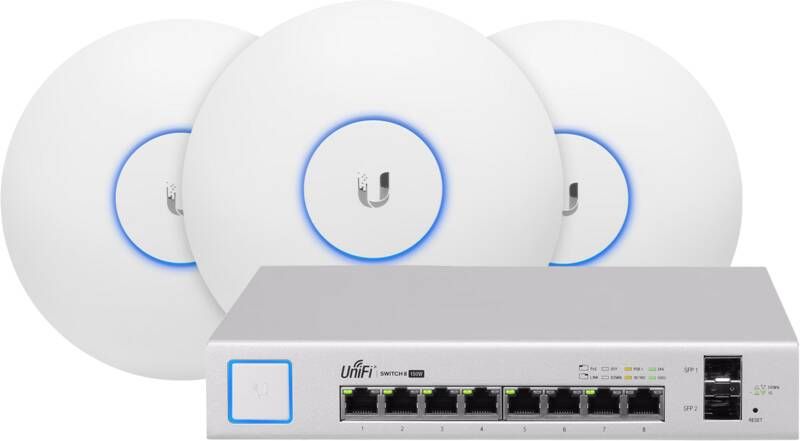 Ubiquiti zakelijk netwerk startpakket snelle verbinding (zonder router)